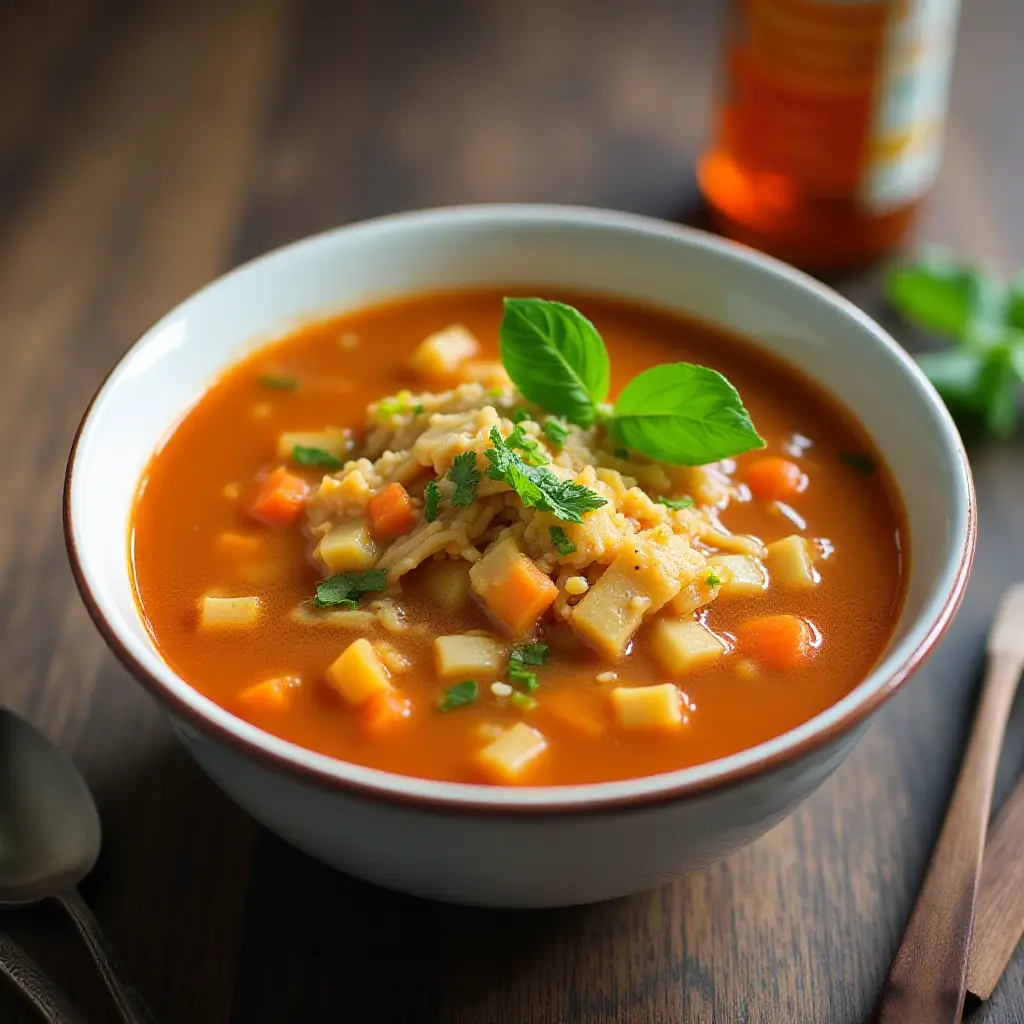 Chicken Ramen Noodle Soup with Honey Sriracha Crackers
