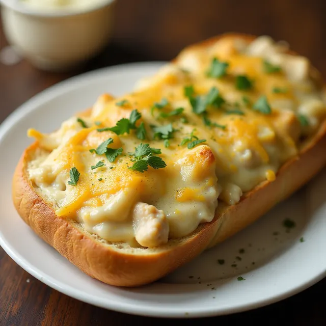 Chicken Alfredo Garlic Bread