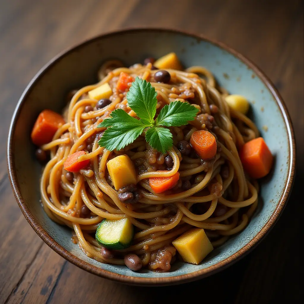 Jajangmyeon (Vegetarian Korean Black Bean Noodles)