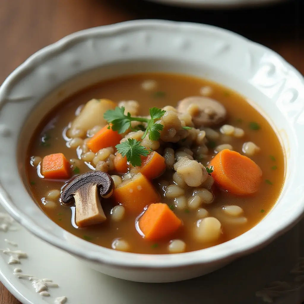 Slow Cooker 5-Mushroom Barley Soup