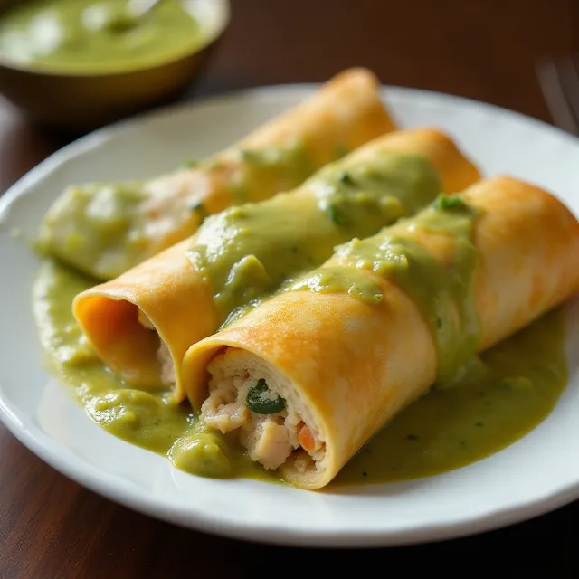 Chicken Enchiladas with Green Chile Sauce (Salsa Verde)