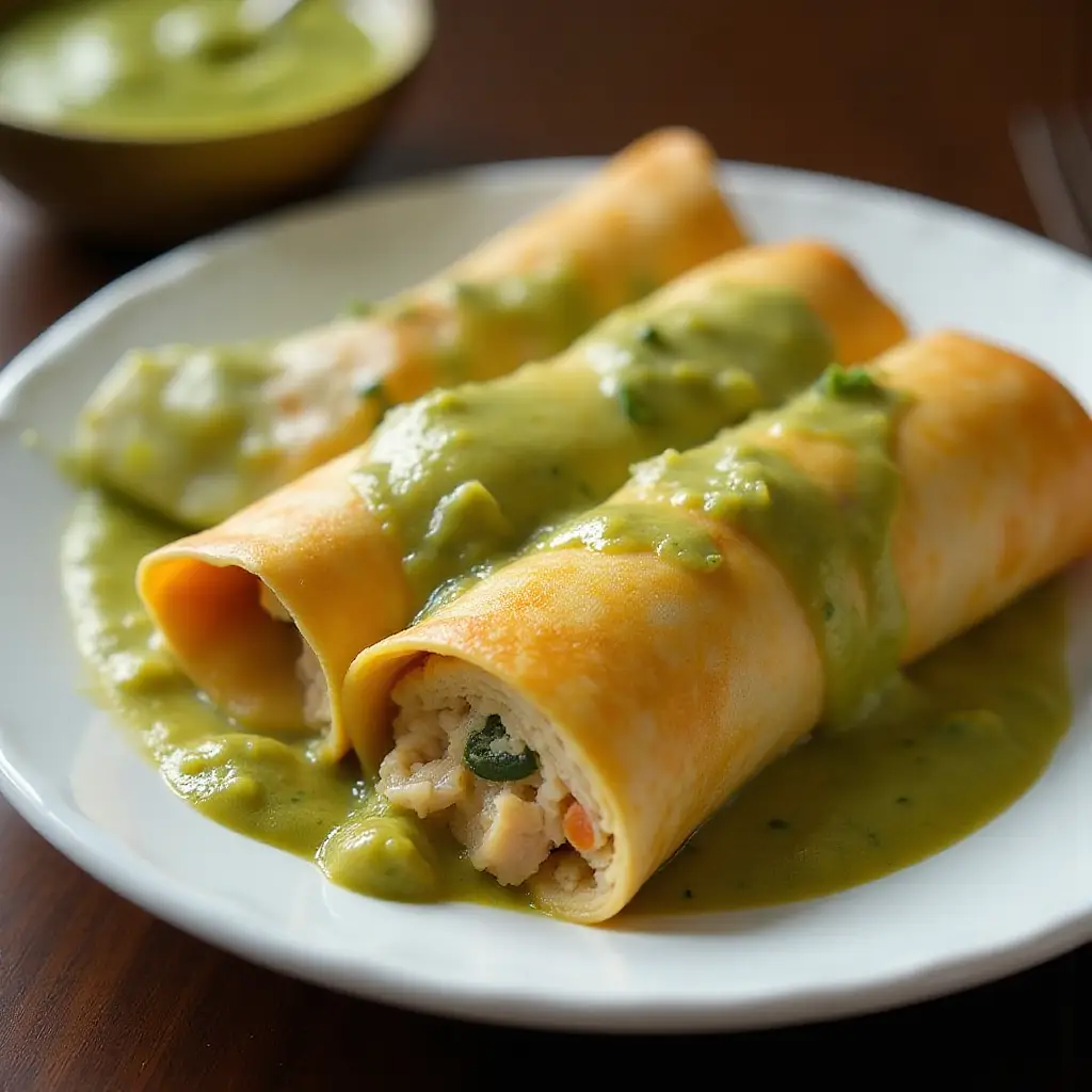 Chicken Enchiladas with Green Chile Sauce (Salsa Verde)