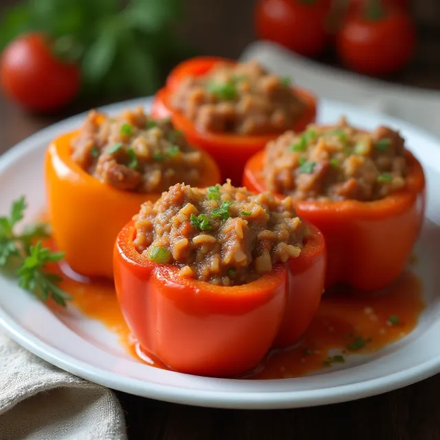 Bison and Brown Rice Stuffed Peppers