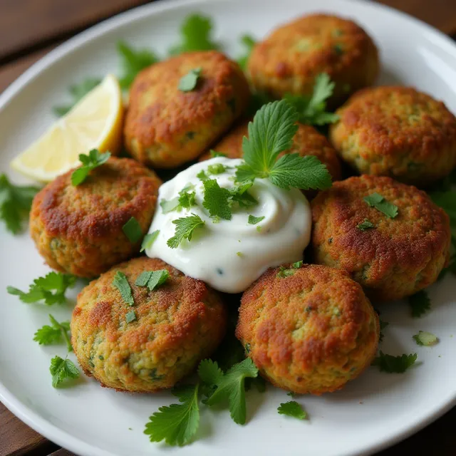 Spicy Baked Falafel with Tzatziki