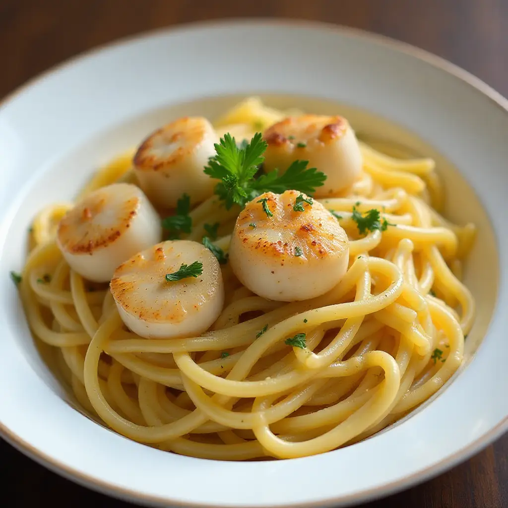Creamy Bay Scallop Spaghetti
