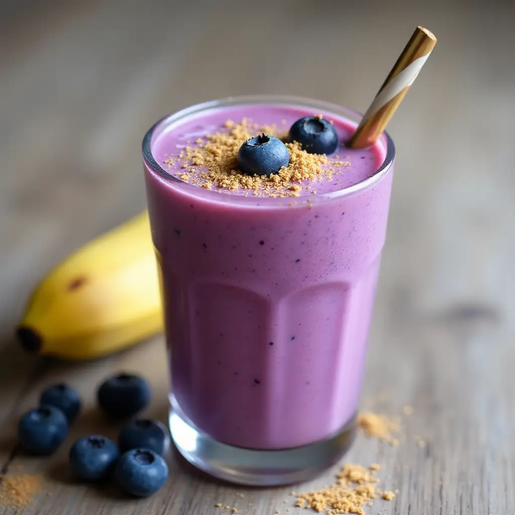Blueberry, Banana, and Peanut Butter Smoothie