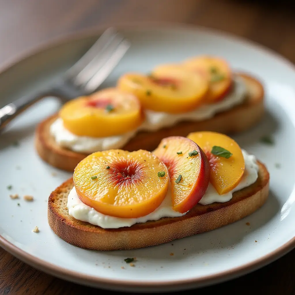 Peach Brulee Burrata Bruschetta