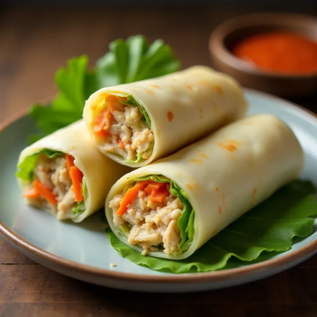 Baked Chicken and Vegetable Rice Paper Rolls