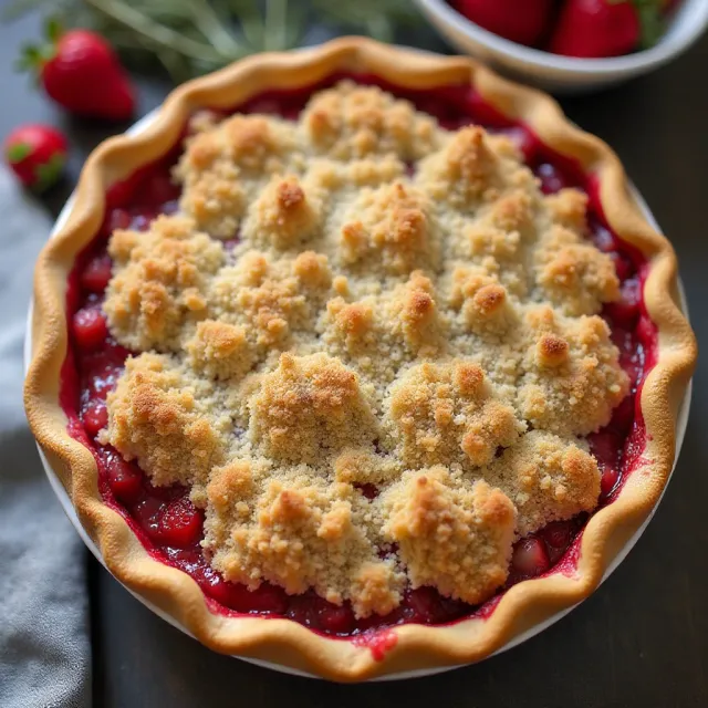 Rhubarb-Strawberry Herb Crumble Pie