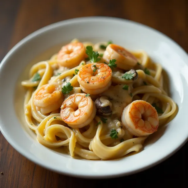 Creamy Shrimp Pasta with Mushrooms