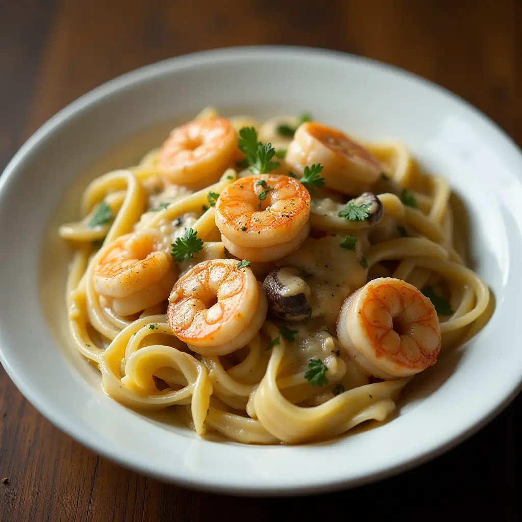 Creamy Shrimp Pasta with Mushrooms