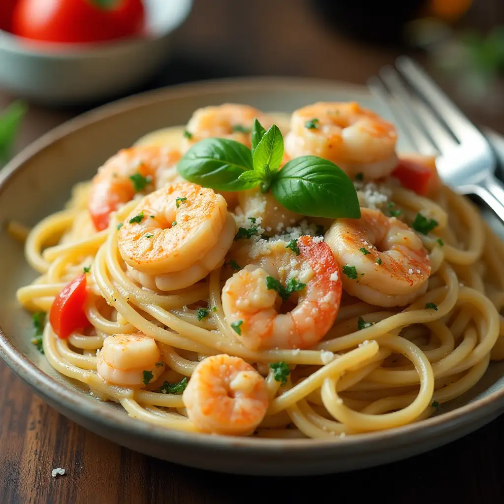 Creamy Shrimp Pasta Primavera