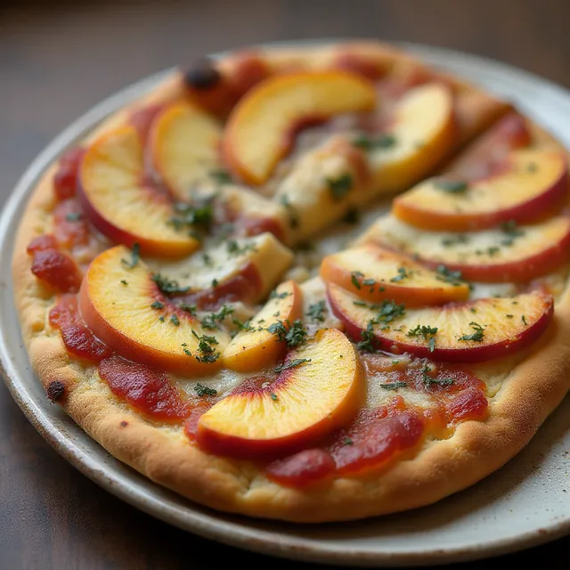 Fried Peach and Pancetta Pizza