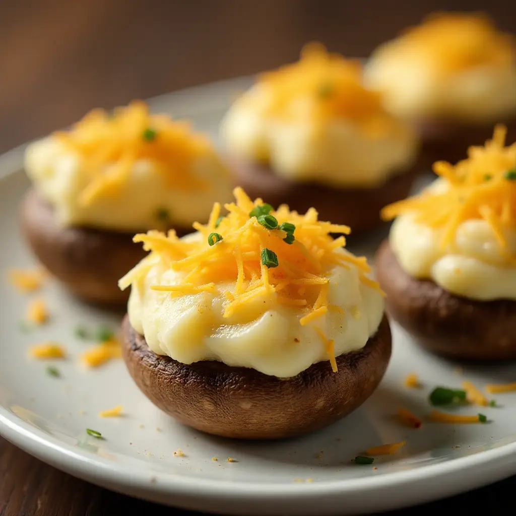 Cheesy Mashed Potato Stuffed Mushrooms