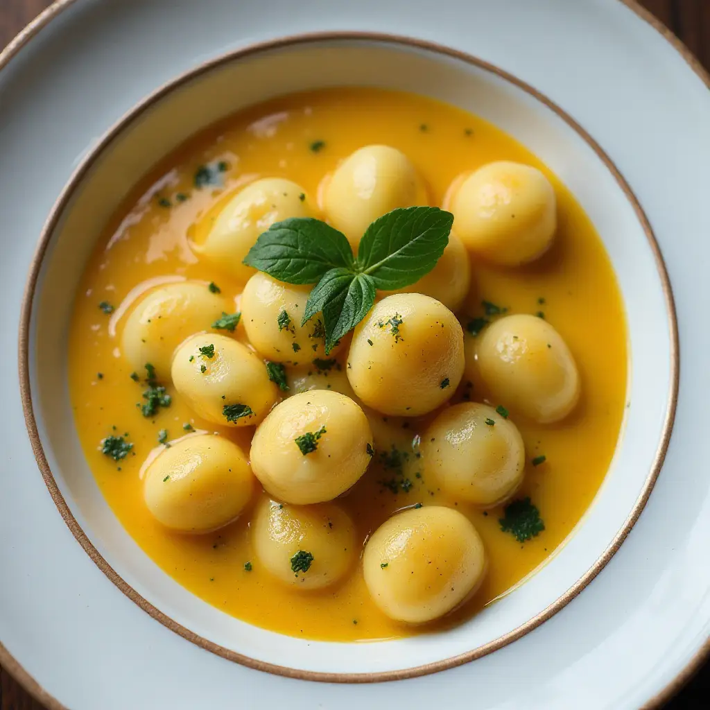 Gnocchi with Cream of Acorn Squash and Borgonzola Cheese