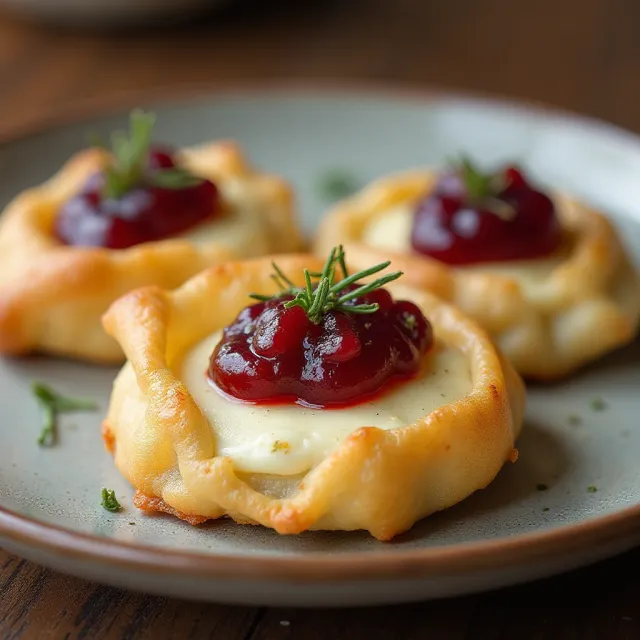 Crispy Brie and Cranberry Rice Paper Bites