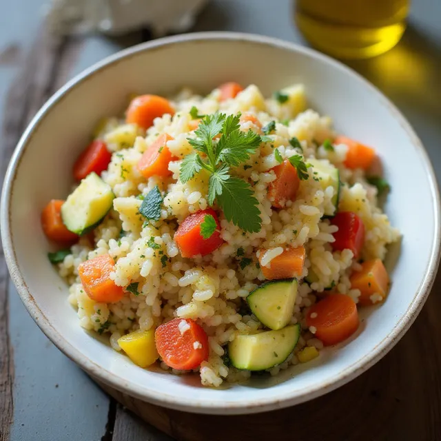Mediterranean Rice Salad with Vegetables