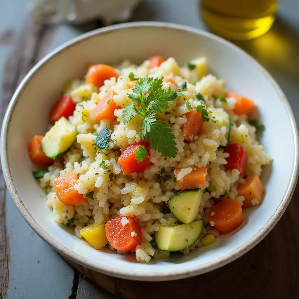 Mediterranean Rice Salad with Vegetables