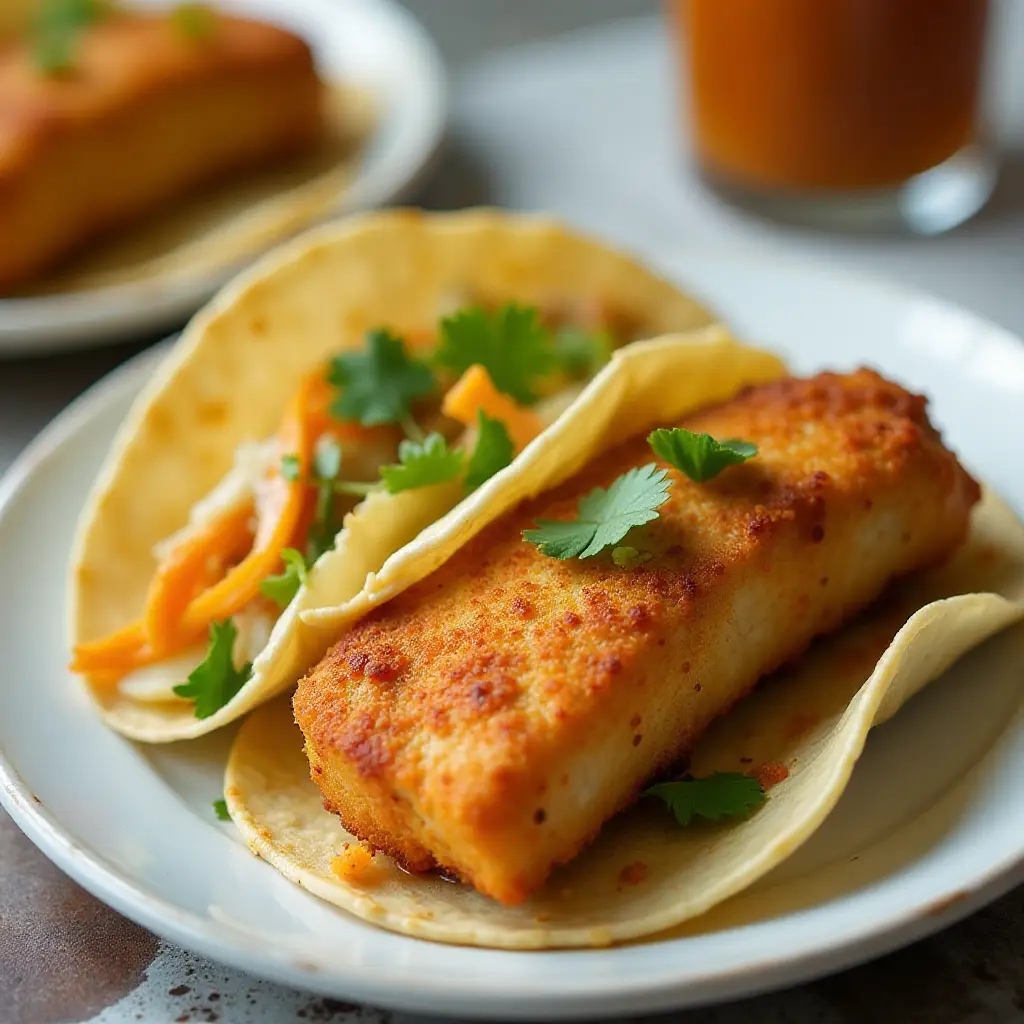 Air Fryer Crispy Fish Tacos with Slaw