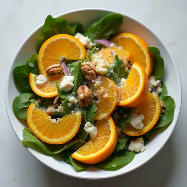 Orange, Walnut, Gorgonzola and Mixed Greens Salad with Fresh Citrus Vinaigrette