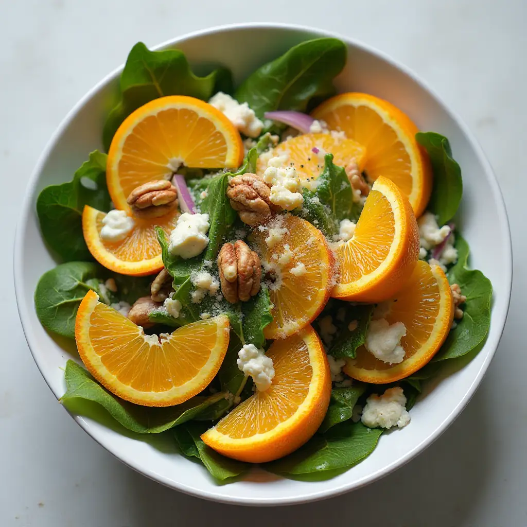 Orange, Walnut, Gorgonzola and Mixed Greens Salad with Fresh Citrus Vinaigrette