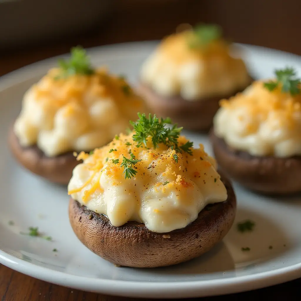 Crab and Lobster Stuffed Mushrooms