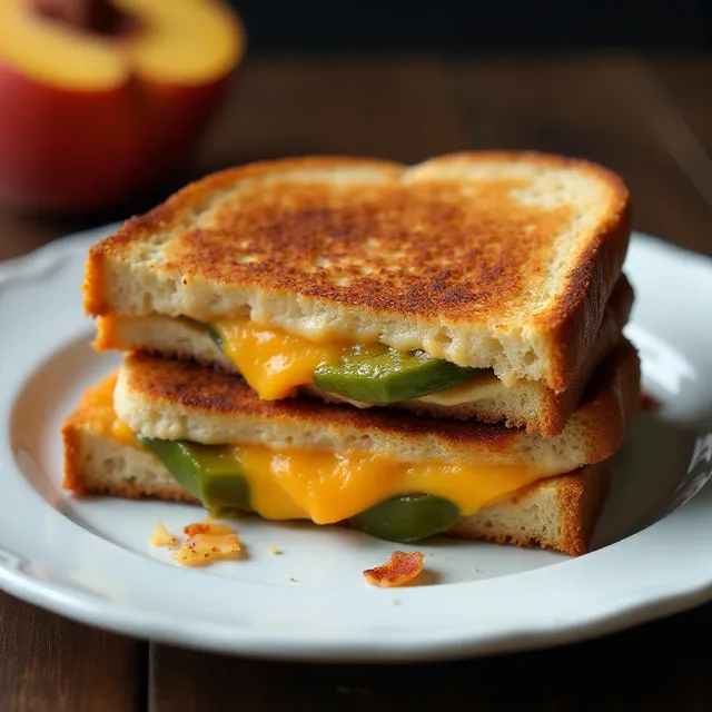 Smashed Peach and Poblano Grilled Cheese