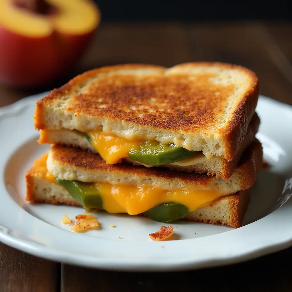 Smashed Peach and Poblano Grilled Cheese