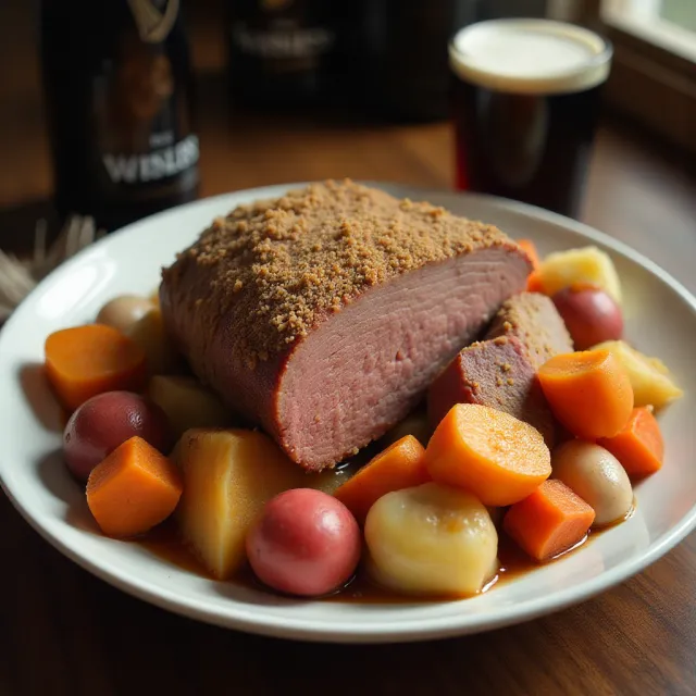 Slow Cooker Guinness Corned Beef and Veggies