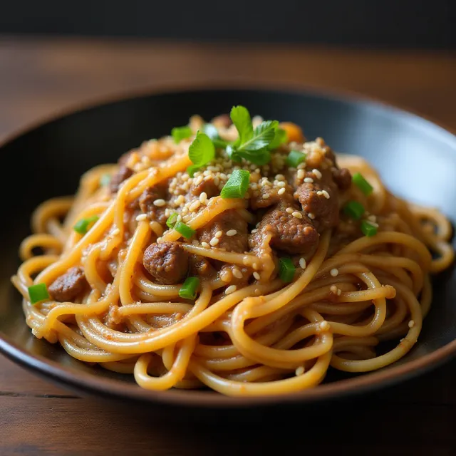 Mongolian Ground Beef Noodles