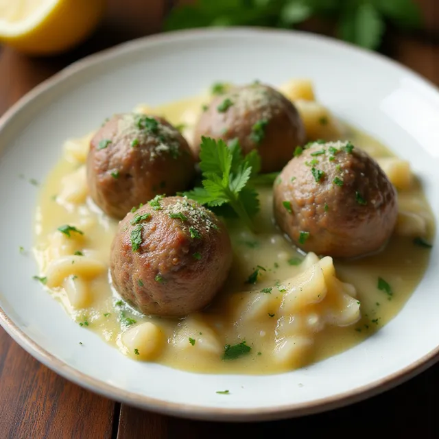 Greek Lamb Meatballs in Lemon Sauce