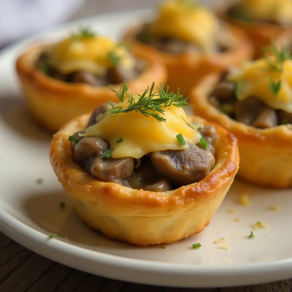 Cheesy Mushroom Puff Pastry Bites