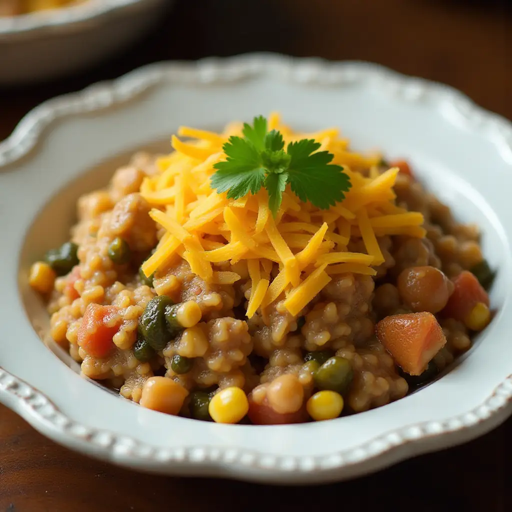 Cheesy Pork Taco Rice
