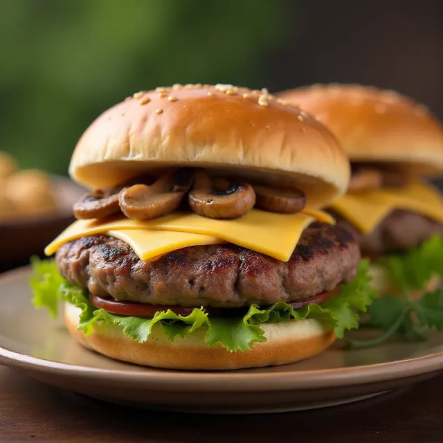 Grilled Mushroom Swiss Burgers