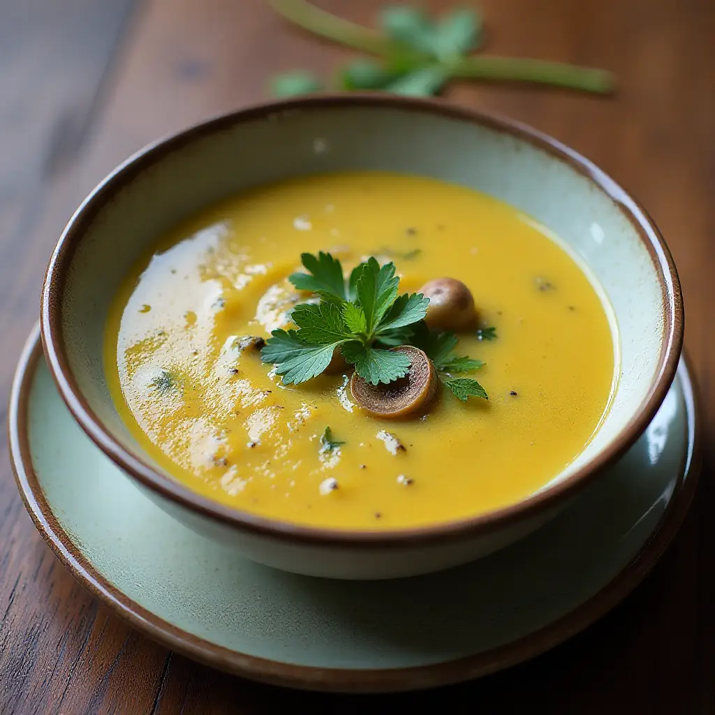 Sunchoke and Leek Soup with Mushrooms