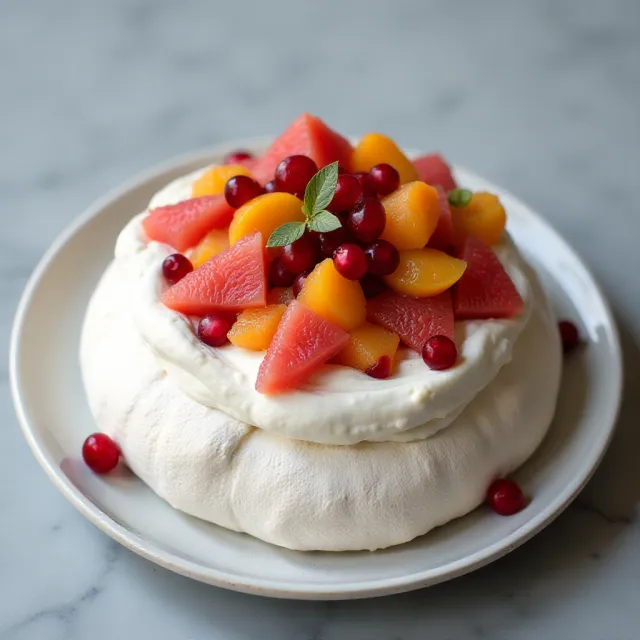 Pavlova with Winter Fruits