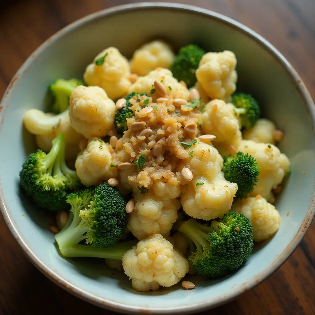 Zesty Broccoli and Cauliflower Salad