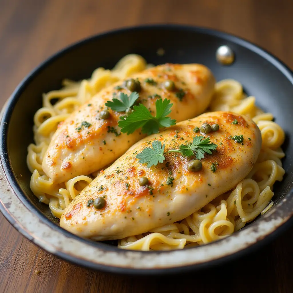 Chicken Piccata with Angel Hair Pasta