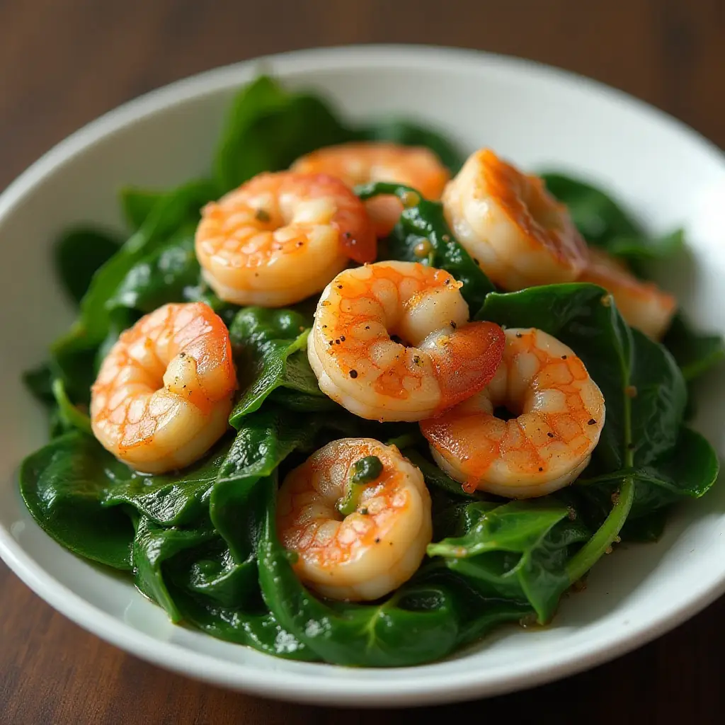 Sautéed Shrimp with Spinach