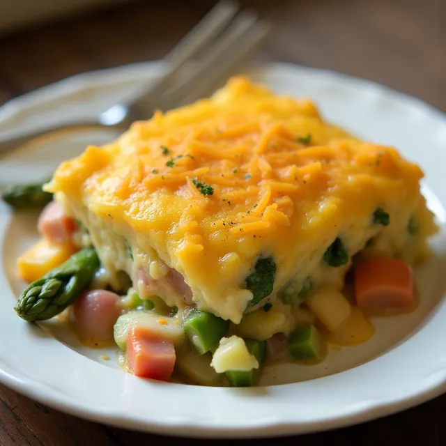 Cheesy Ham and Asparagus Bake