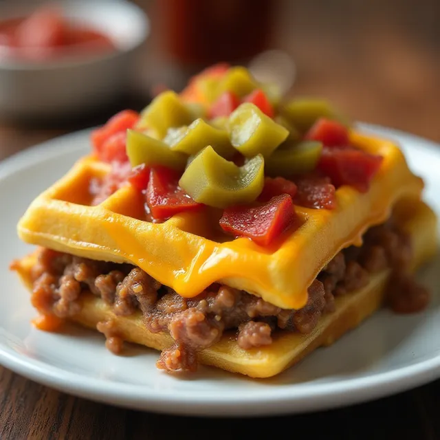 Loaded Cheeseburger Waffle Fry Bake