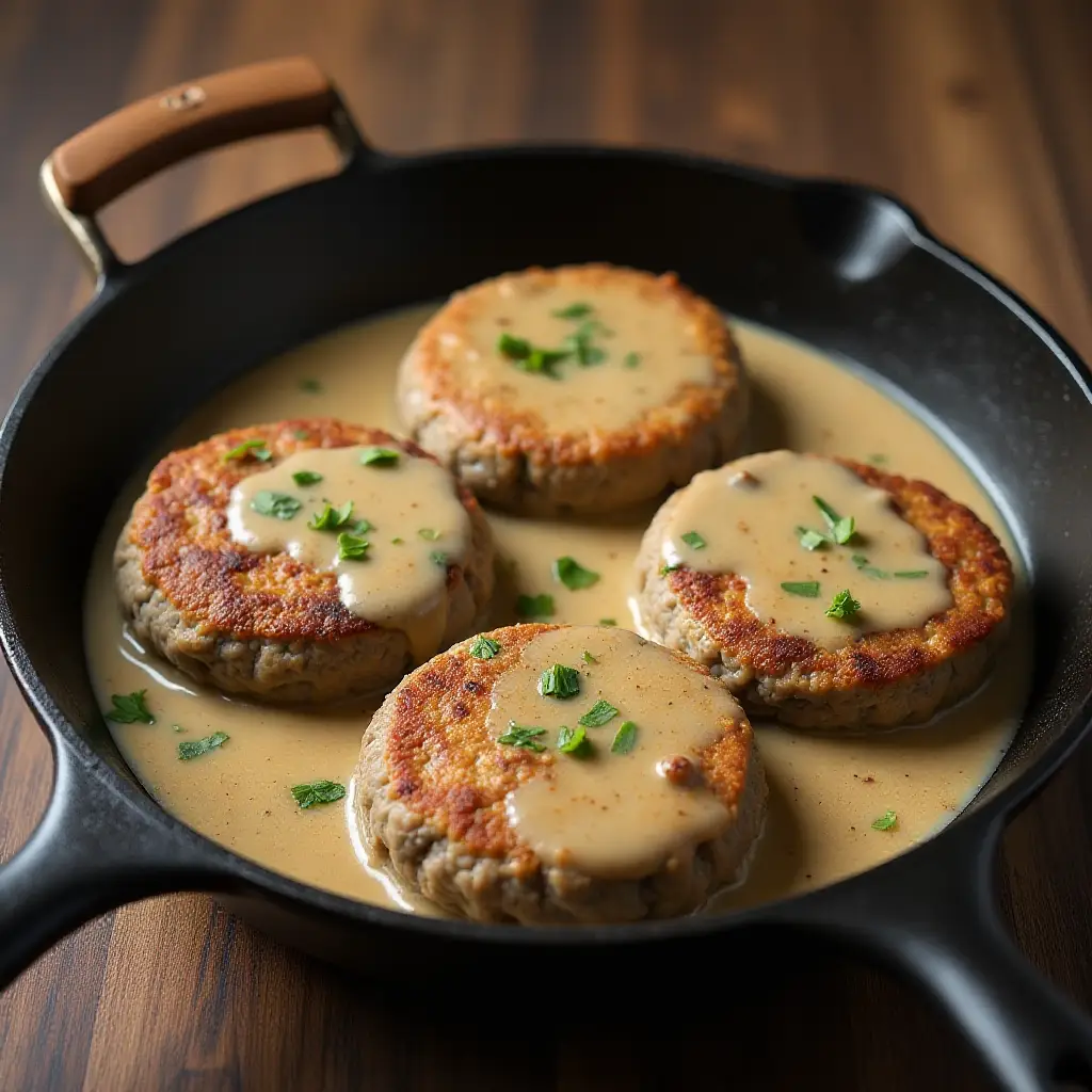 Hamburgers with Mushroom Gravy