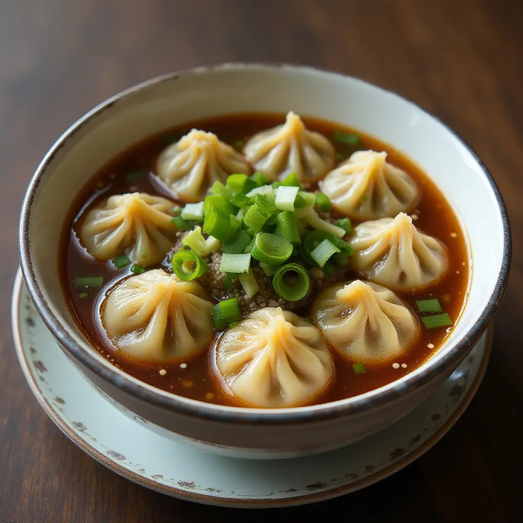 Beef and Mushroom Dumplings in Broth