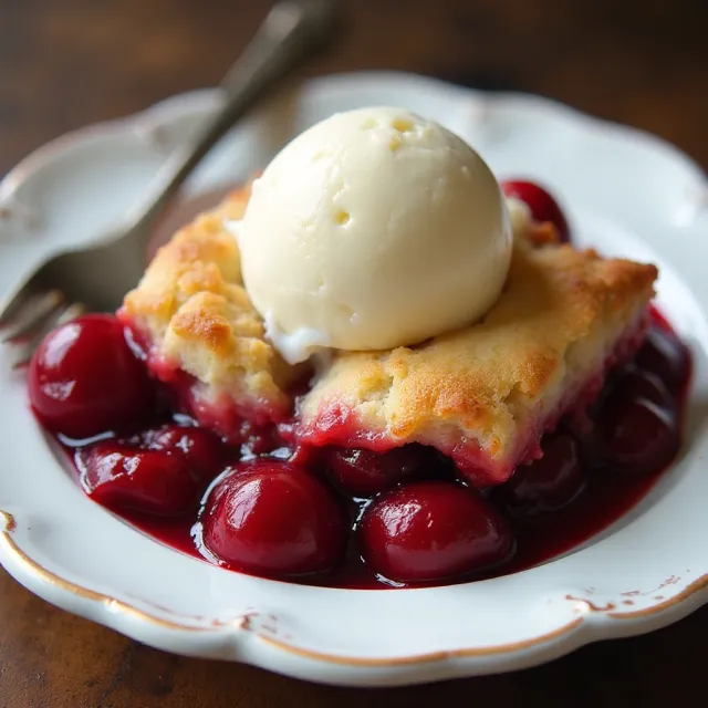 4-Ingredient Slow Cooker Cherry Cobbler