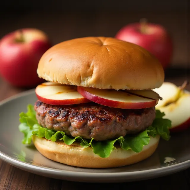 Hamburgers with Grilled Apple and Chili Crisp
