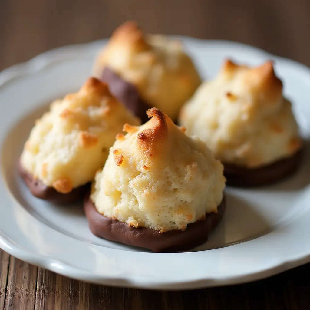 Chocolate-Dipped Coconut Macaroons