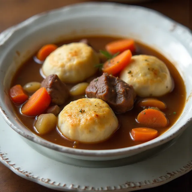 Mom's Hearty Beef Stew with Dumplings