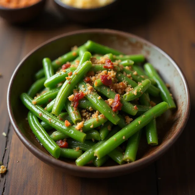 Spicy Indian Green Beans, Gujarati Style