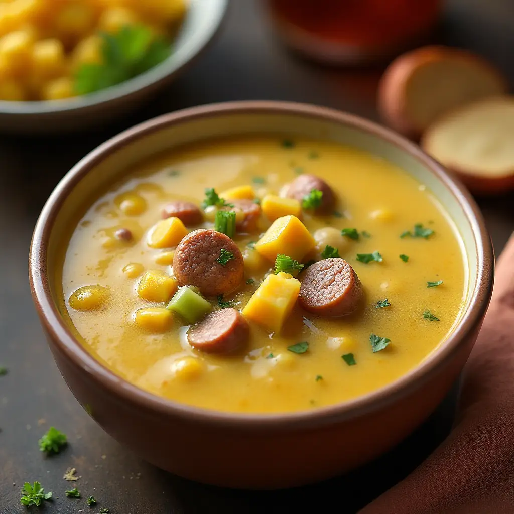 Quick Spicy Sausage Corn Chowder