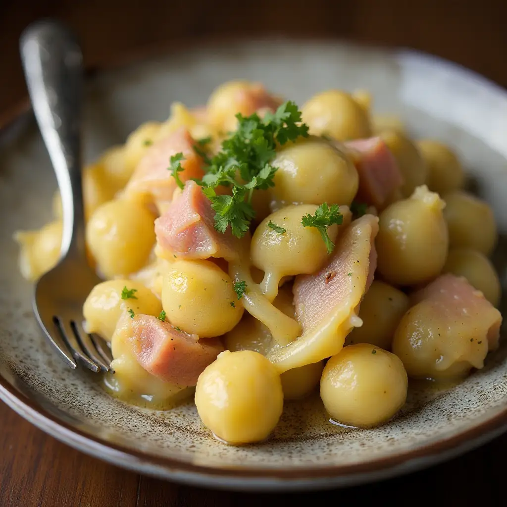 Cabbage and Noodles with Ham